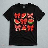 Retro Summer Vibes Coquette Bow Watermelon Summer Vacation T-Shirt thumb 5