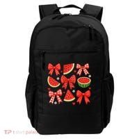 Retro Summer Vibes Coquette Bow Watermelon Summer Vacation Backpack thumb 0