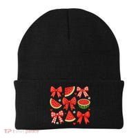 Retro Summer Vibes Coquette Bow Watermelon Summer Vacation Beanie thumb 0