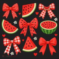 Retro Summer Vibes Coquette Bow Watermelon Summer Vacation Beanie thumb 2