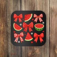 Retro Summer Vibes Coquette Bow Watermelon Summer Vacation Coaster thumb 0
