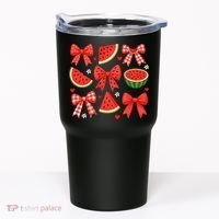 Retro Summer Vibes Coquette Bow Watermelon Summer Vacation Tumbler thumb 0