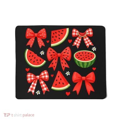 Retro Summer Vibes Coquette Bow Watermelon Summer Vacation Mousepad