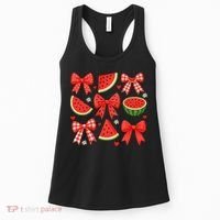 Retro Summer Vibes Coquette Bow Watermelon Summer Vacation Women's Tank Top thumb 0