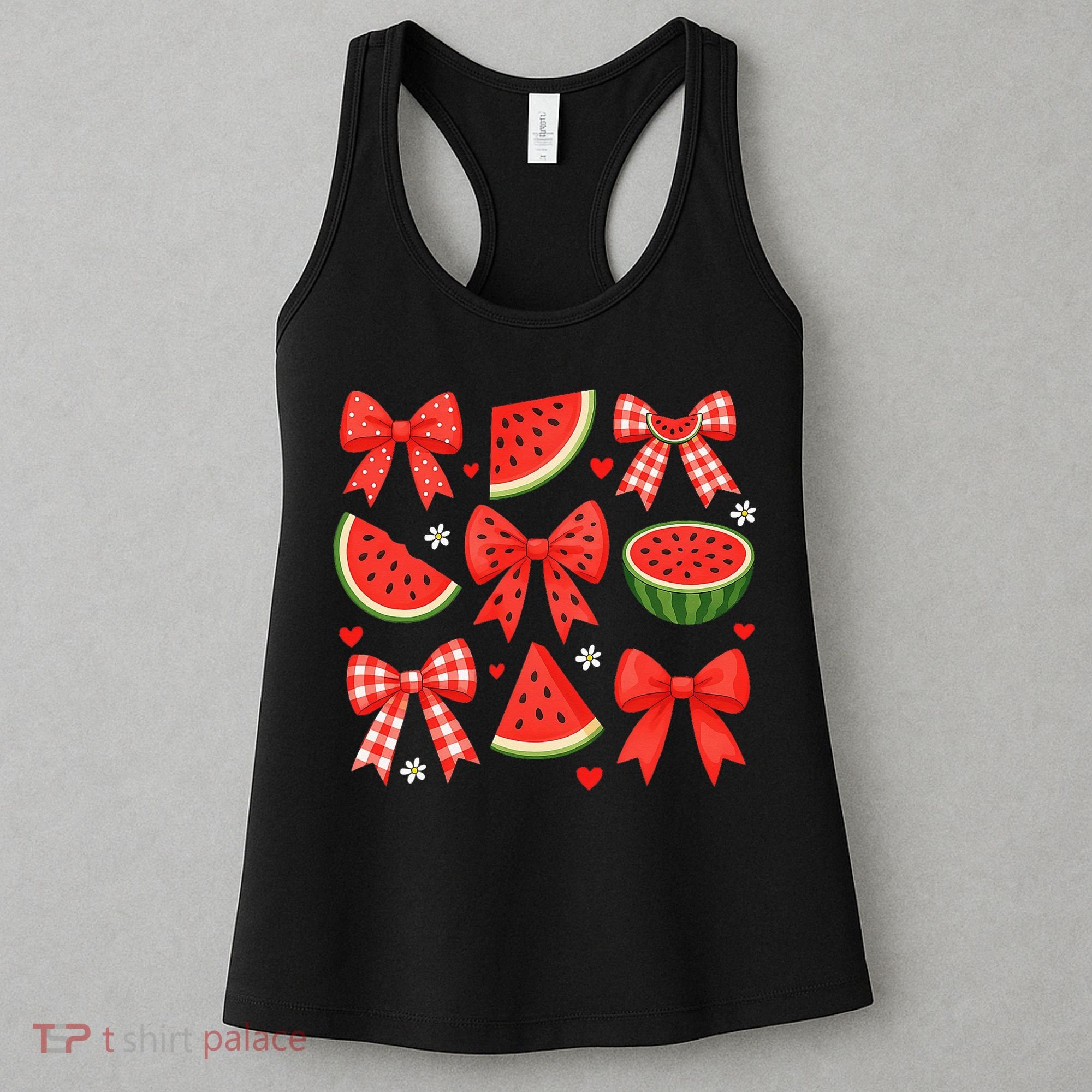 Retro Summer Vibes Coquette Bow Watermelon Summer Vacation Women's Tank Top