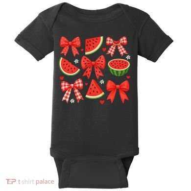 Retro Summer Vibes Coquette Bow Watermelon Summer Vacation Baby Bodysuit