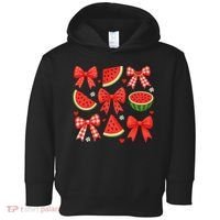 Retro Summer Vibes Coquette Bow Watermelon Summer Vacation Toddler Hoodie thumb 0