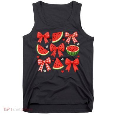 Retro Summer Vibes Coquette Bow Watermelon Summer Vacation Tank Top