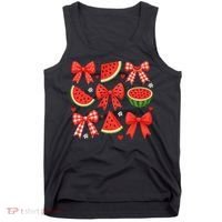 Retro Summer Vibes Coquette Bow Watermelon Summer Vacation Tank Top thumb 0