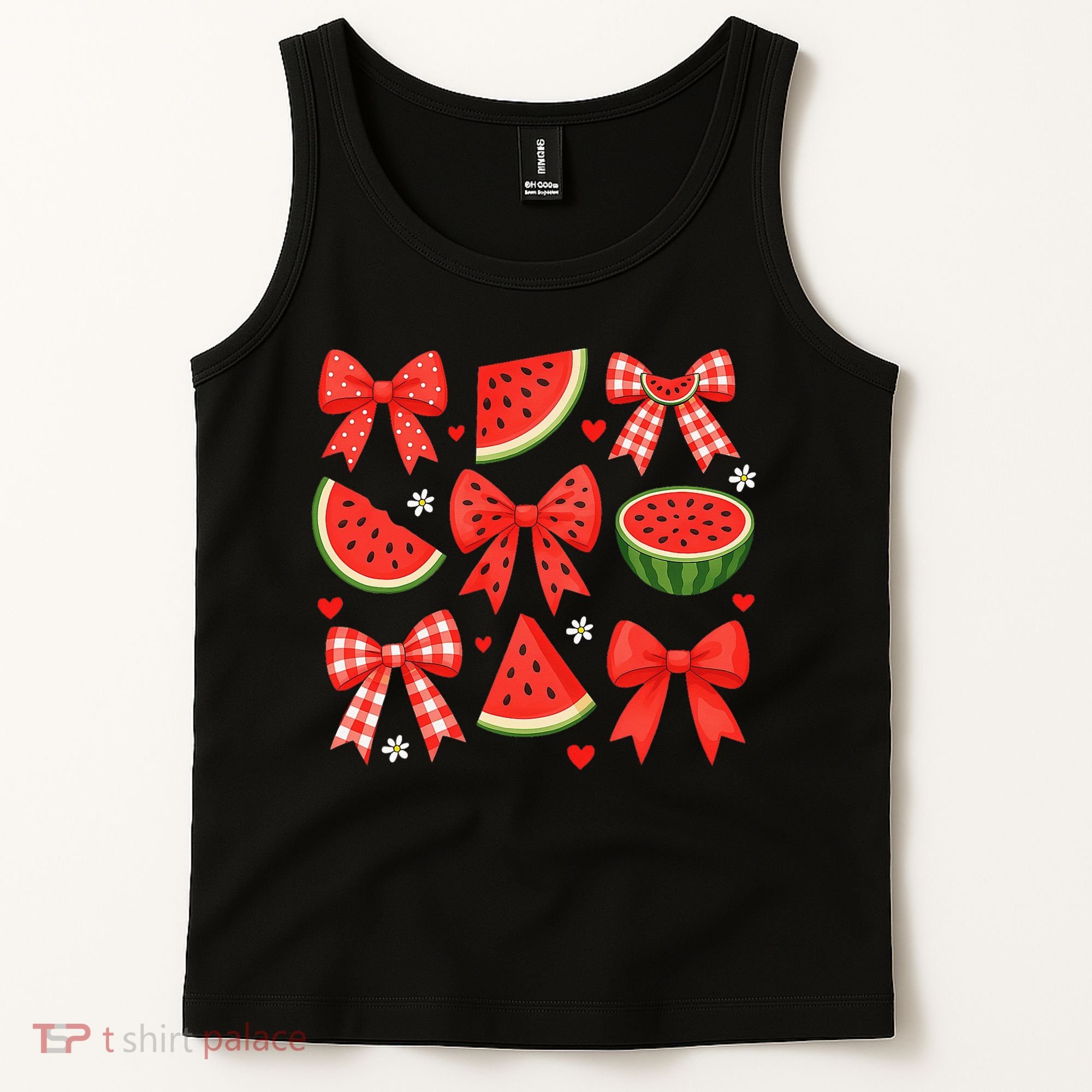 Retro Summer Vibes Coquette Bow Watermelon Summer Vacation Tank Top
