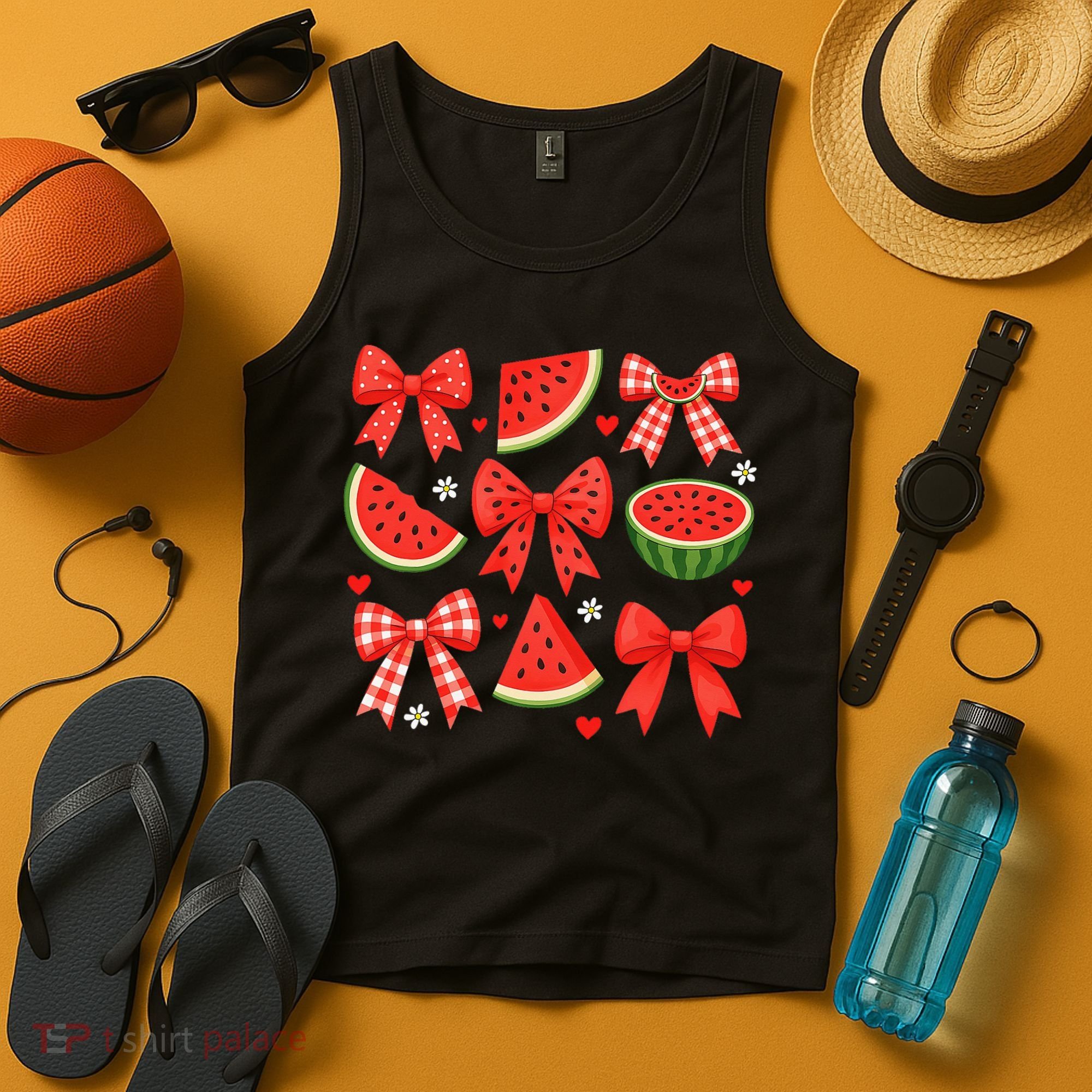Retro Summer Vibes Coquette Bow Watermelon Summer Vacation Tank Top