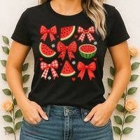 Retro Summer Vibes Coquette Bow Watermelon Summer Vacation Women's T-Shirt thumb 2