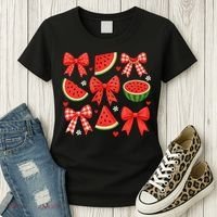 Retro Summer Vibes Coquette Bow Watermelon Summer Vacation Women's T-Shirt thumb 3