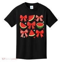 Retro Summer Vibes Coquette Bow Watermelon Summer Vacation Kids T-Shirt thumb 0