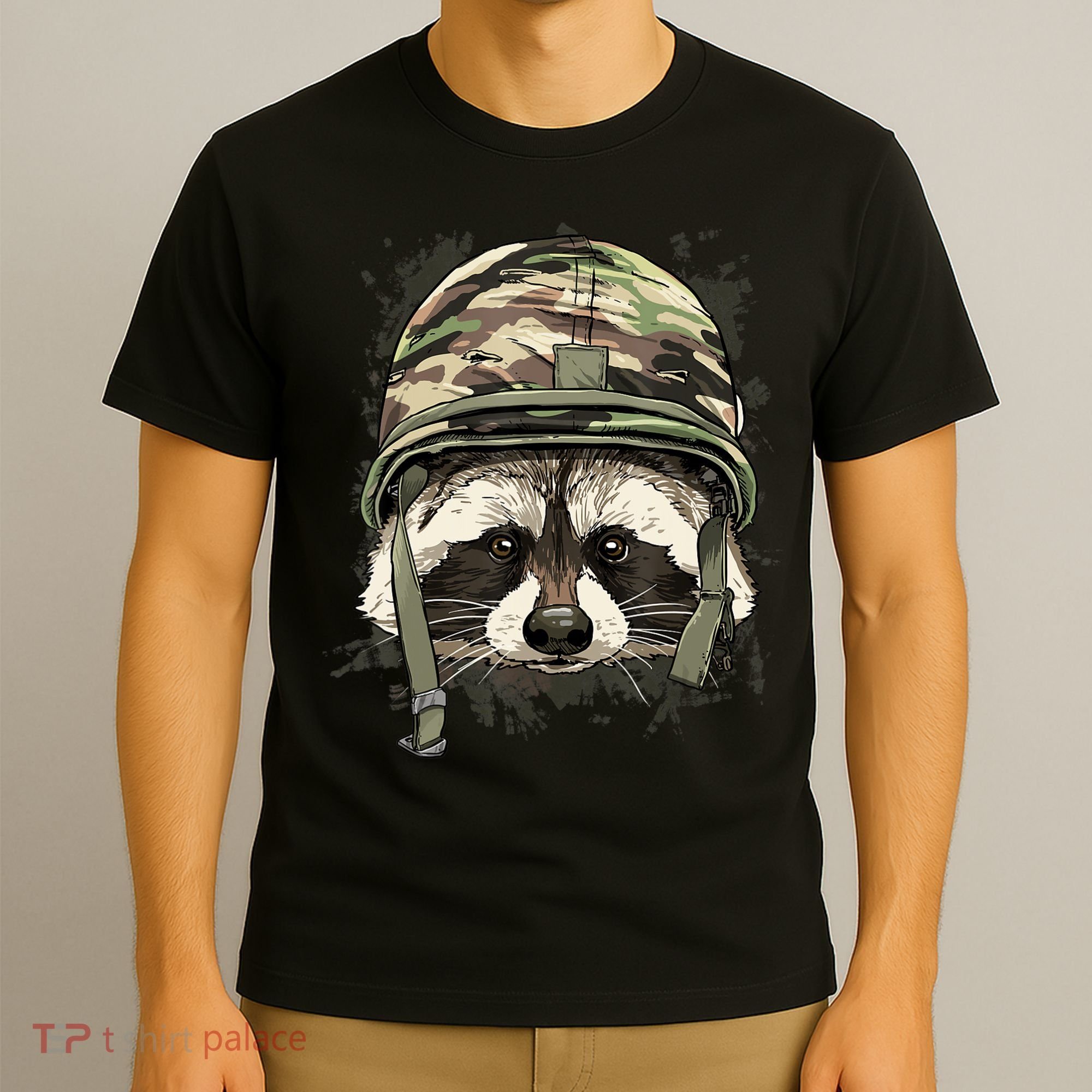 Raccoon Soldier Veteran Army Raccoon American Animal Lover T-Shirt