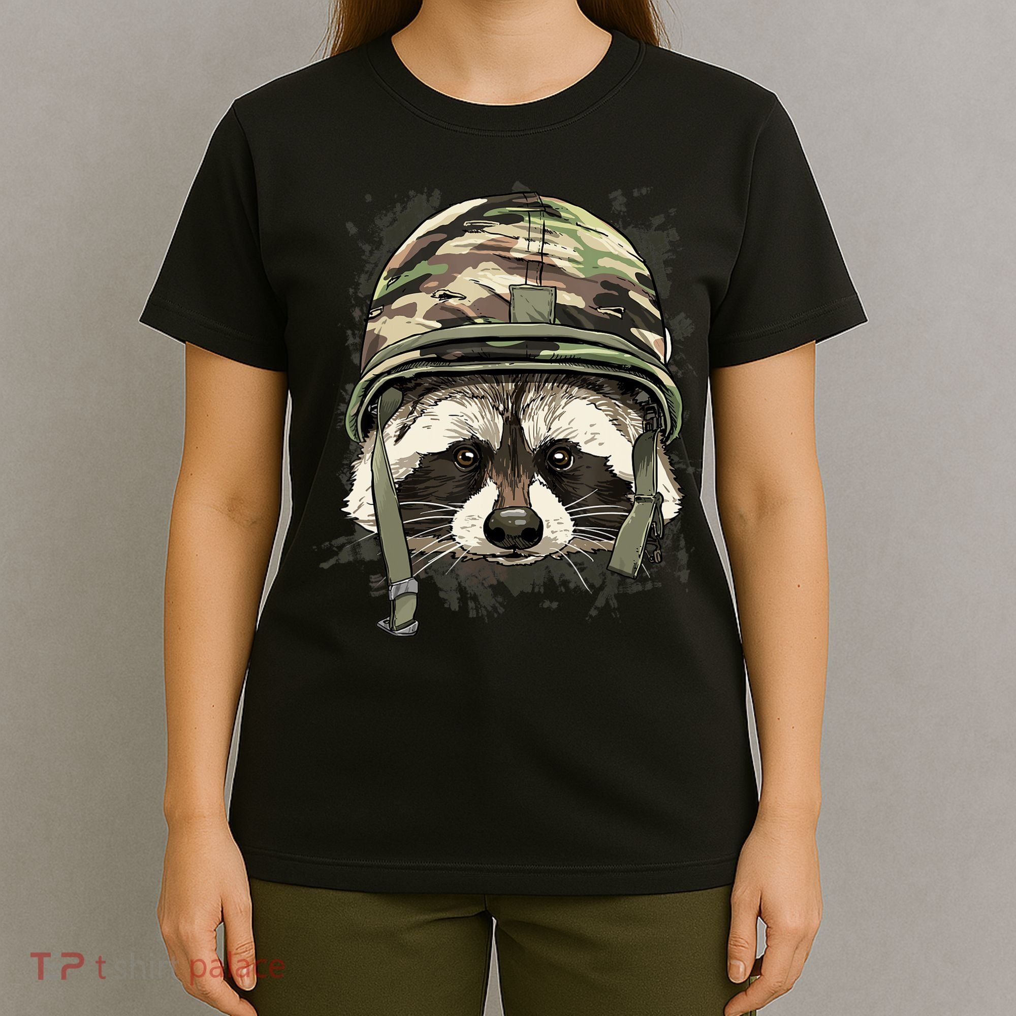 Raccoon Soldier Veteran Army Raccoon American Animal Lover T-Shirt