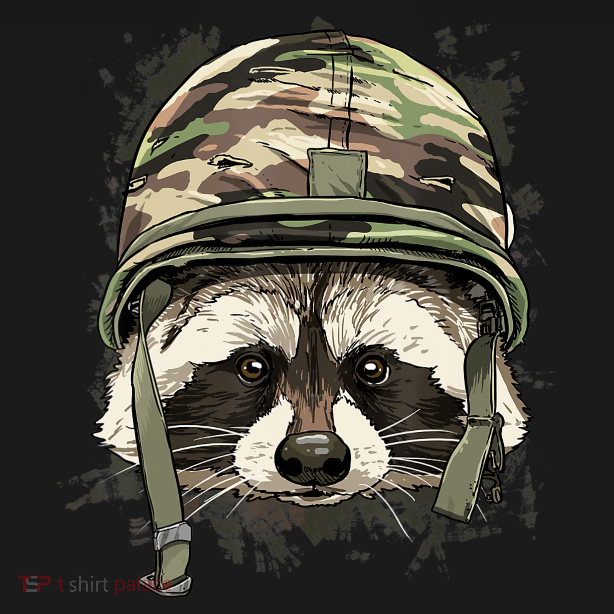 Raccoon Soldier Veteran Army Raccoon American Animal Lover T-Shirt