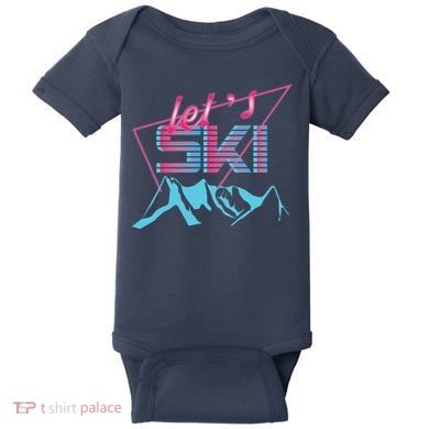 Retro Ski Vintage 80s Ski Costume Baby Bodysuit