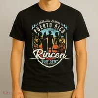 Rincon Surfing Vintage 80s Palm Tree Surfer Puerto Rico Surf T-Shirt thumb 3