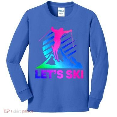 Retro Ski Vintage 80s 90s Skiing Outfit Gift Kids Long Sleeve Shirt