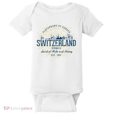 Retro Style Vintage Switzerland Baby Bodysuit