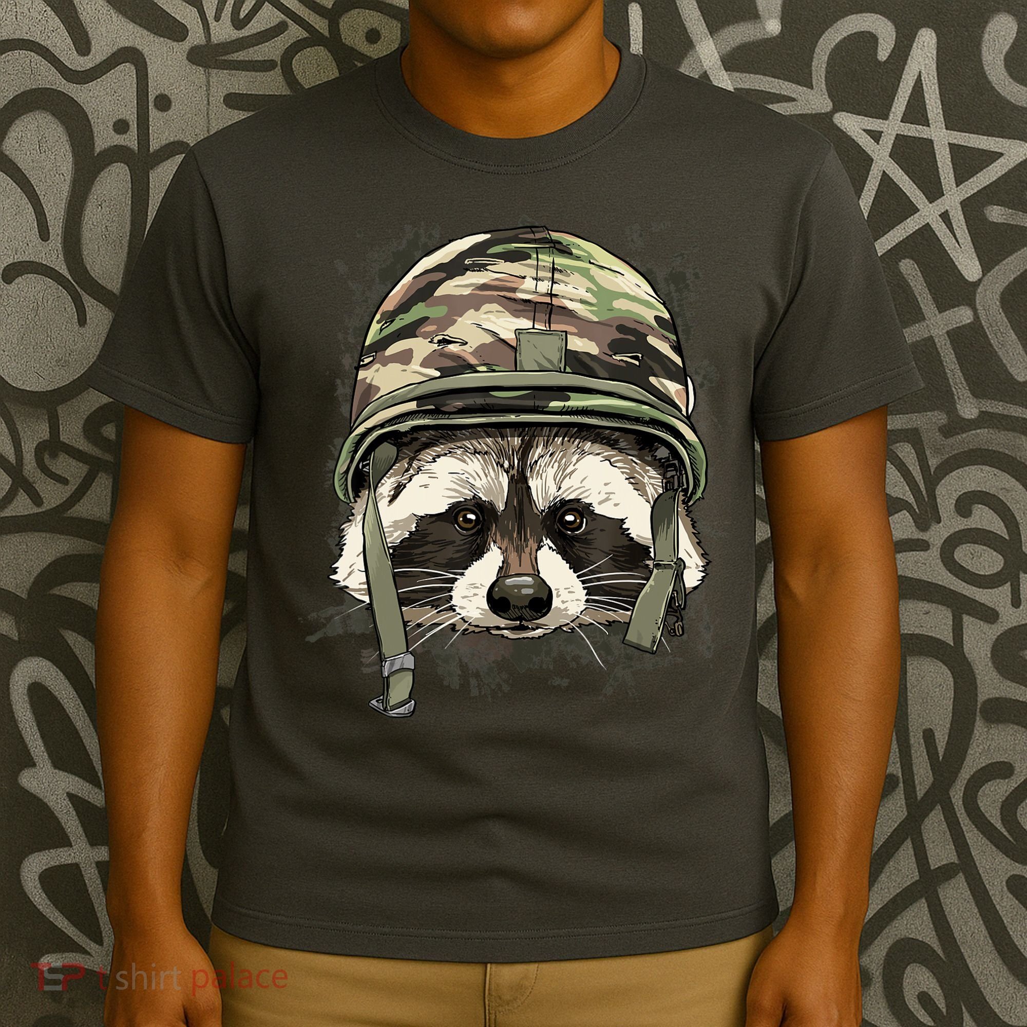 Raccoon Soldier Veteran Army Raccoon American Animal Lover T-Shirt