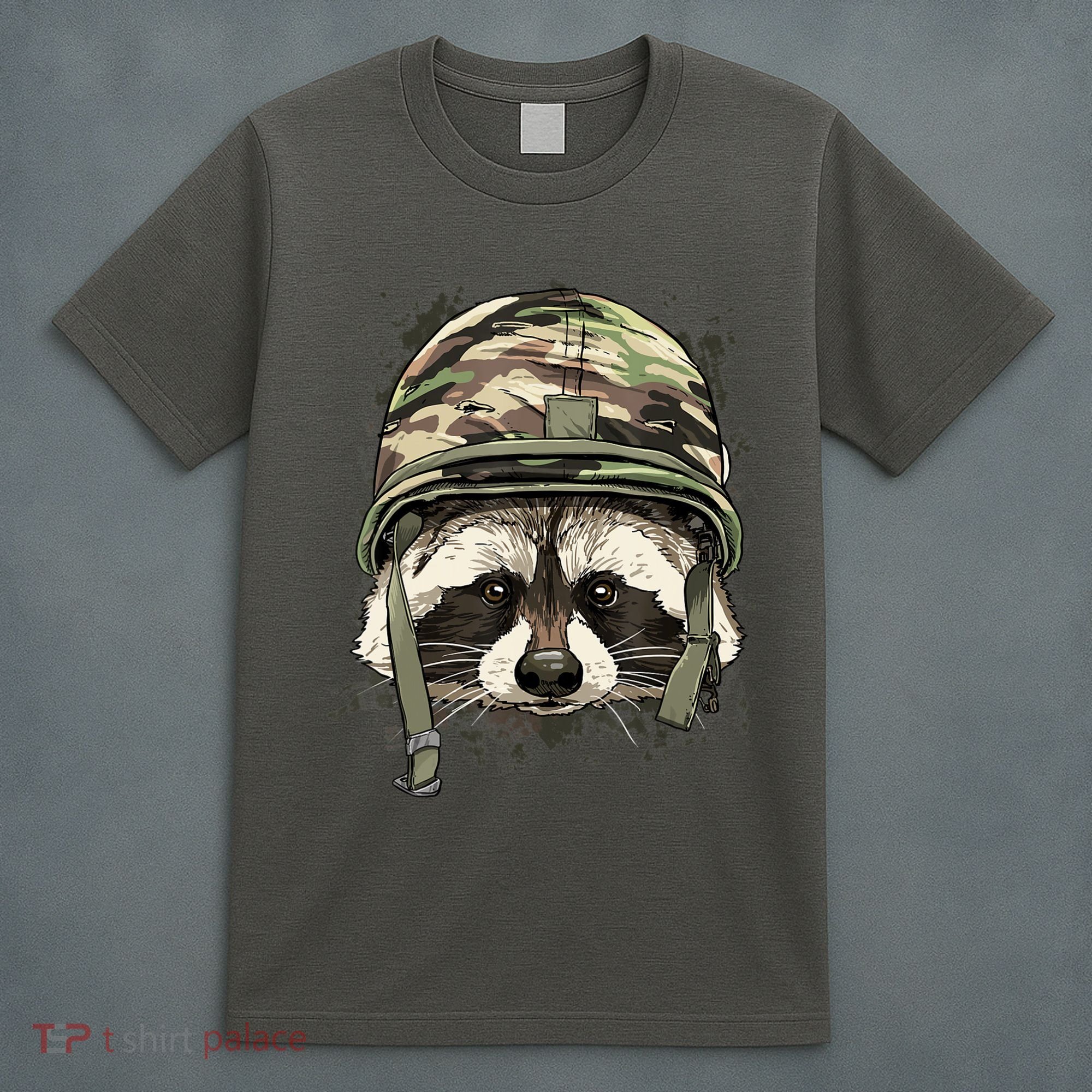 Raccoon Soldier Veteran Army Raccoon American Animal Lover T-Shirt