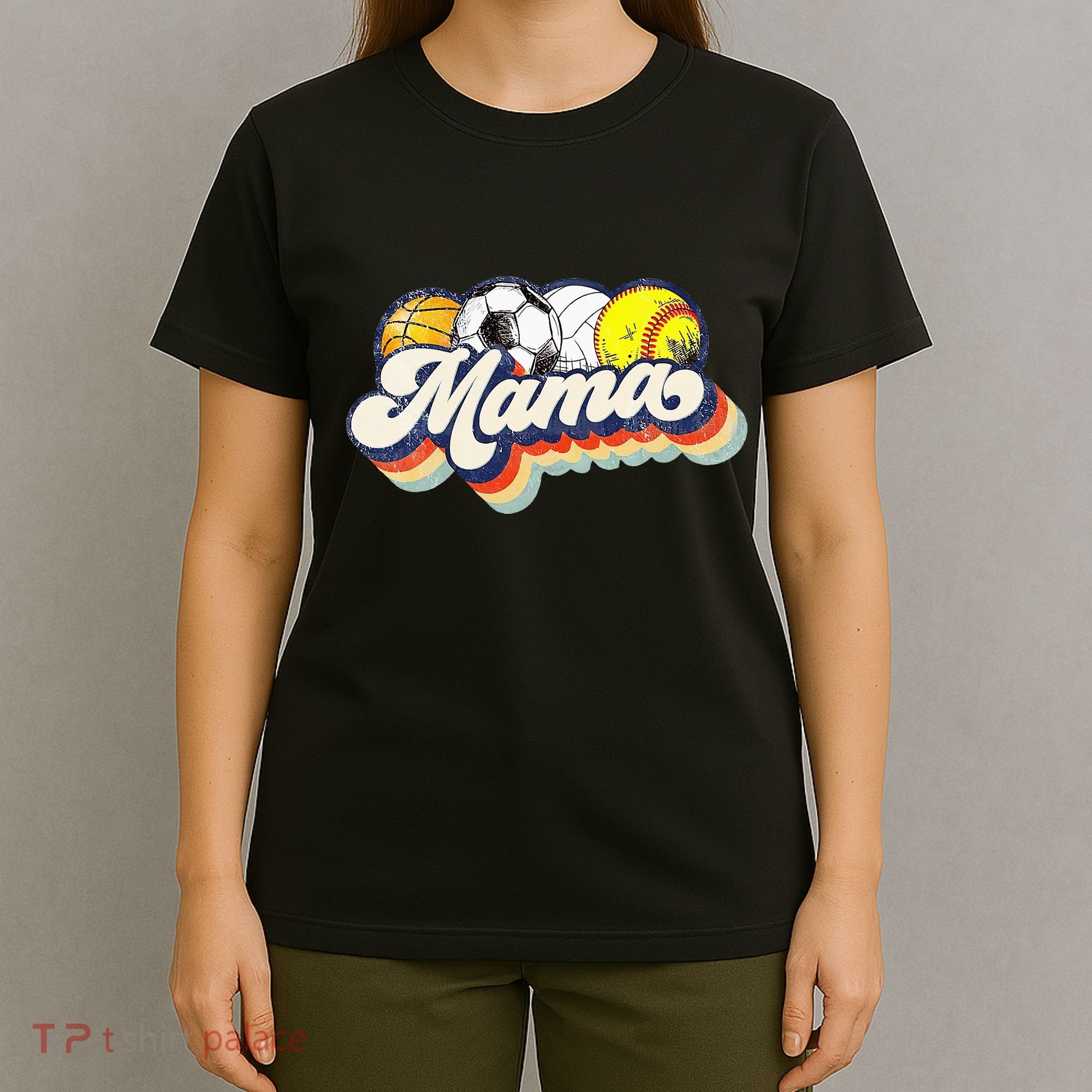 Retro Soccer Volleyball Basketball Softball Mama Mother Day T-Shirt