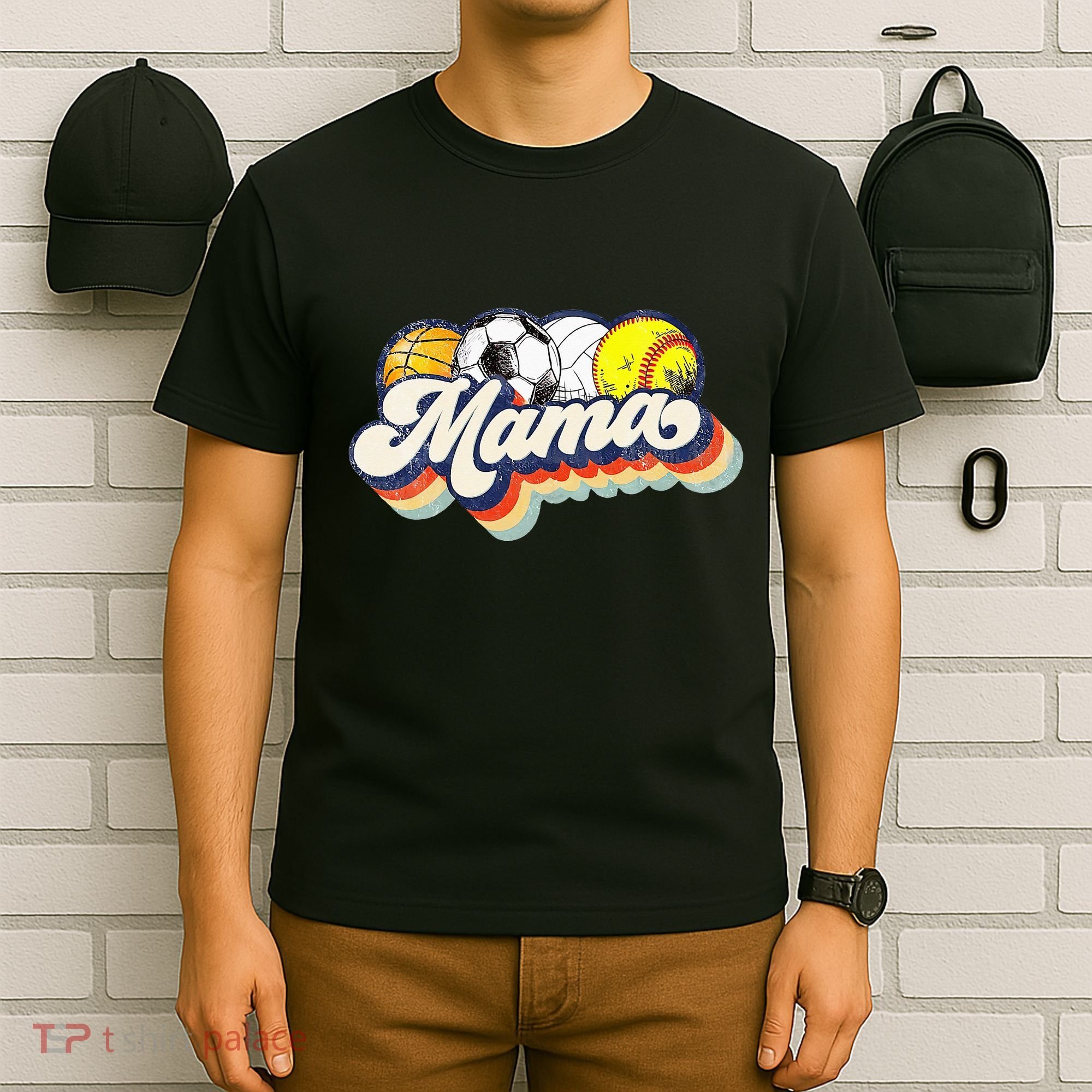 Retro Soccer Volleyball Basketball Softball Mama Mother Day T-Shirt