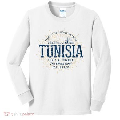 Retro Style Vintage Tunisia Kids Long Sleeve Shirt