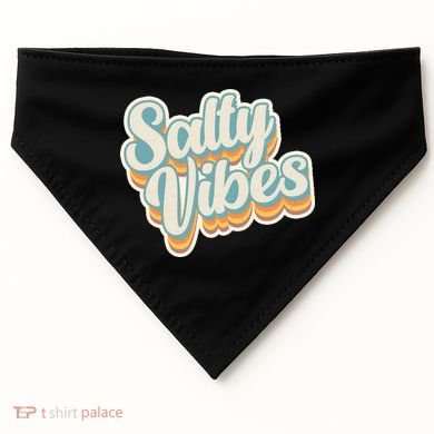 Retro Salty Vibes Beach Lover USA-Made Doggie Bandana
