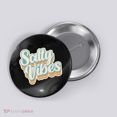 Retro Salty Vibes Beach Lover Button