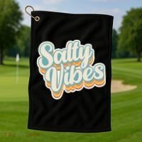 Retro Salty Vibes Beach Lover Golf Towel thumb 1