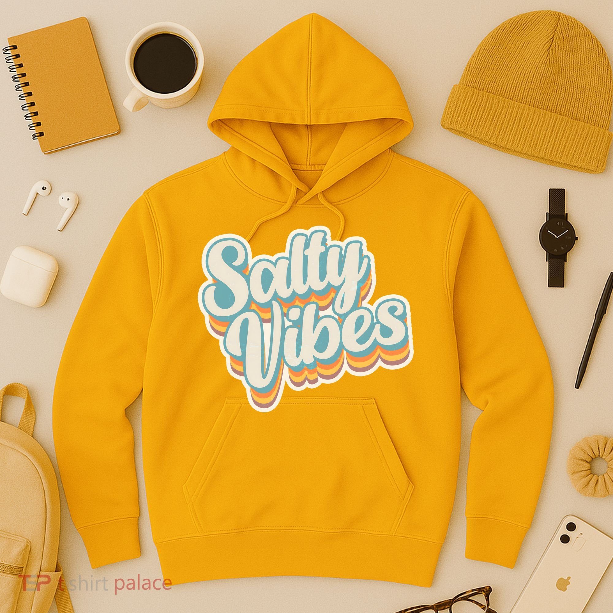 Retro Salty Vibes Beach Lover Hoodie