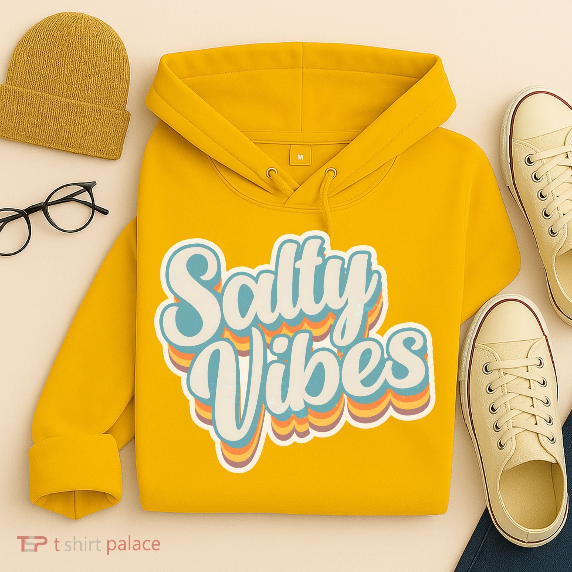 Retro Salty Vibes Beach Lover Hoodie