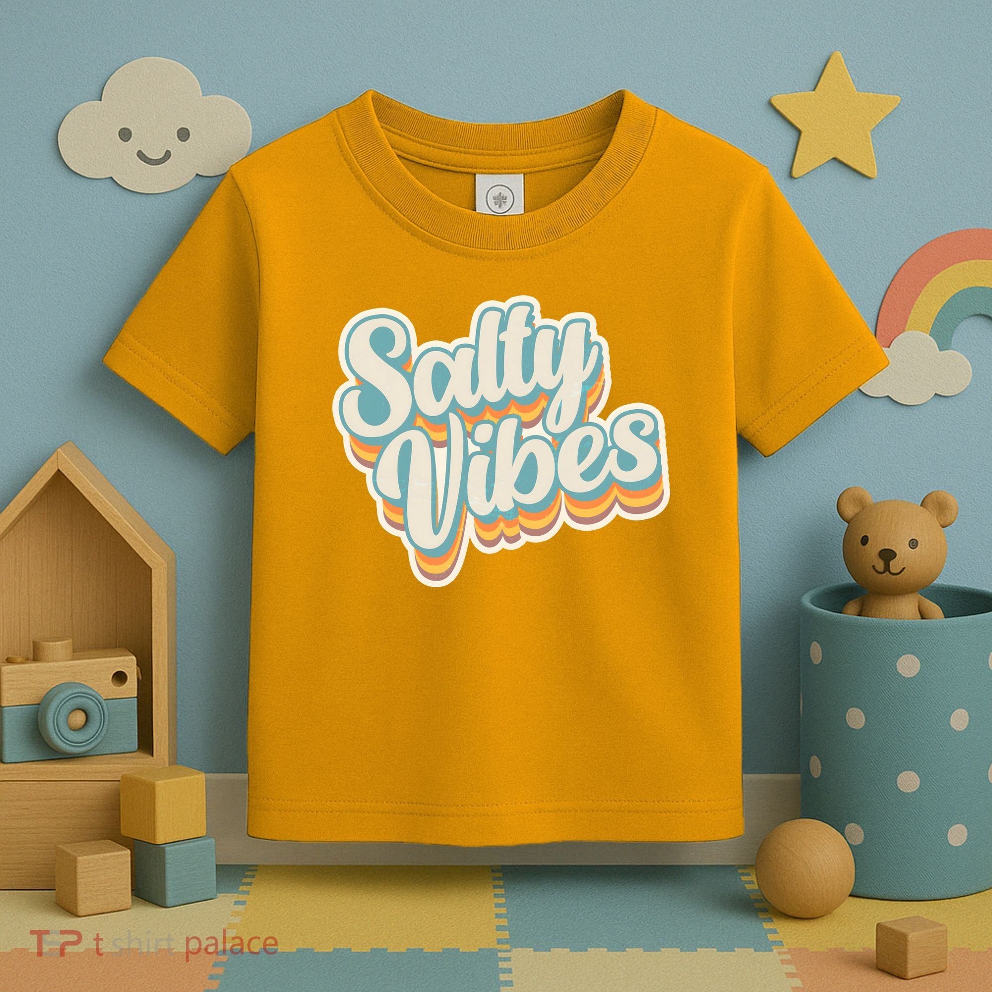 Retro Salty Vibes Beach Lover Toddler T-Shirt