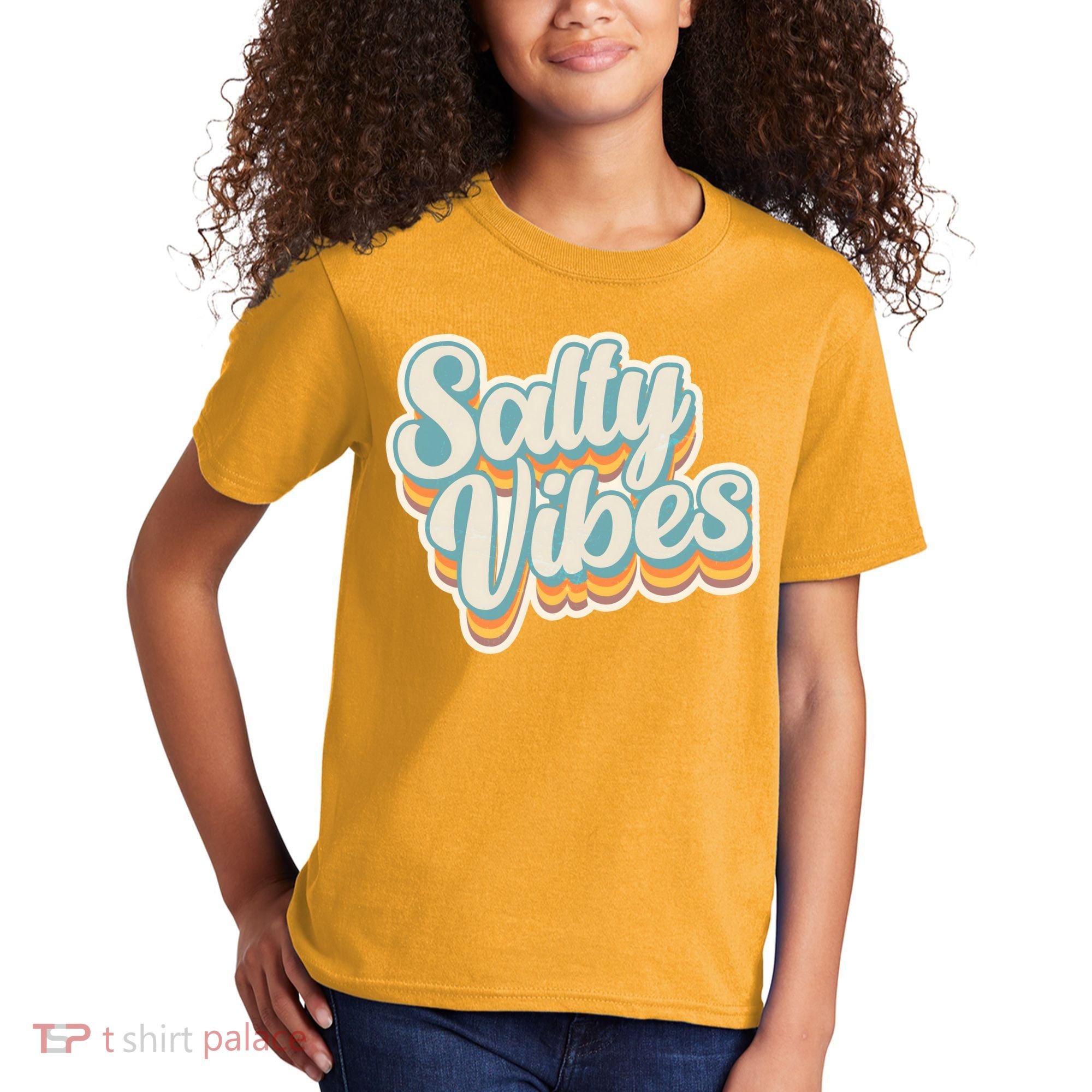 Retro Salty Vibes Beach Lover Kids T-Shirt