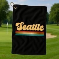 Retro Seattle Washington Golf Towel thumb 1