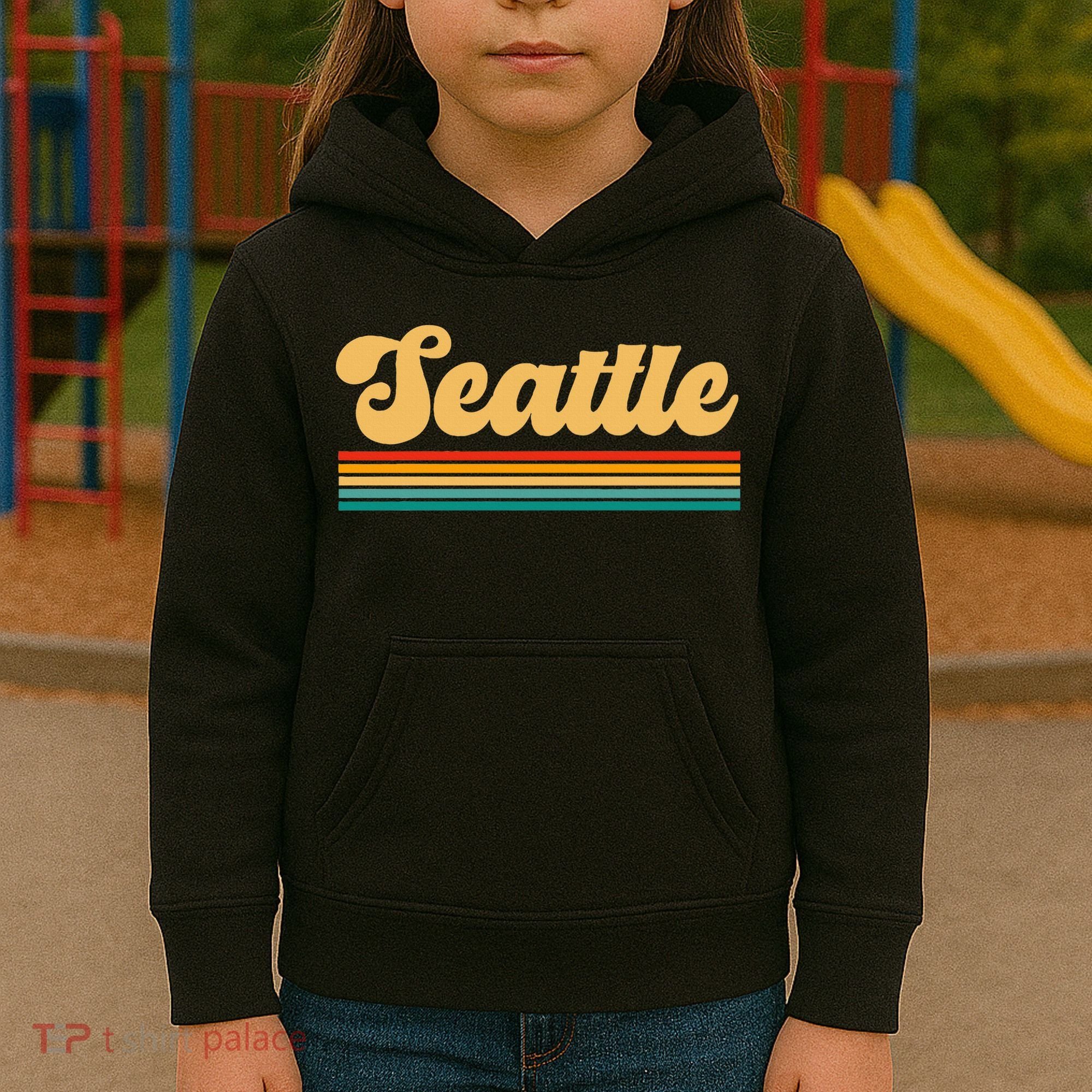 Retro Seattle Washington Kids Hoodie