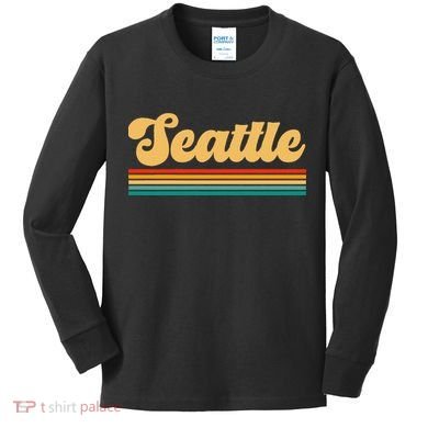 Retro Seattle Washington Kids Long Sleeve Shirt