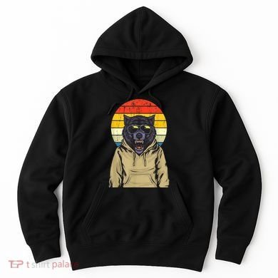 Retro Sunset Wolf Hoodie