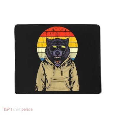 Retro Sunset Wolf Mousepad