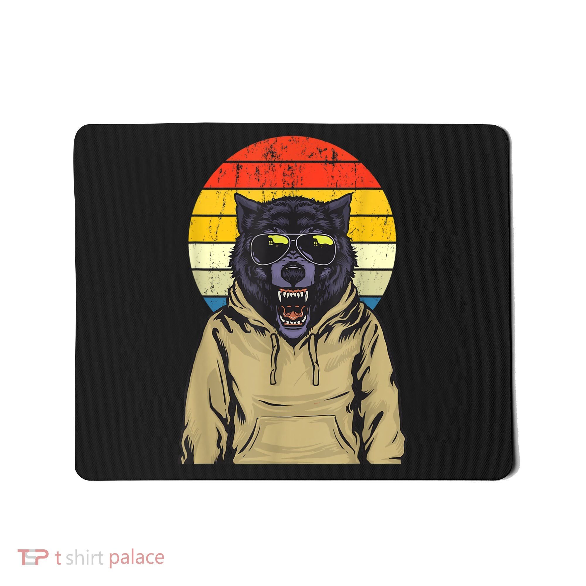 Retro Sunset Wolf Mousepad