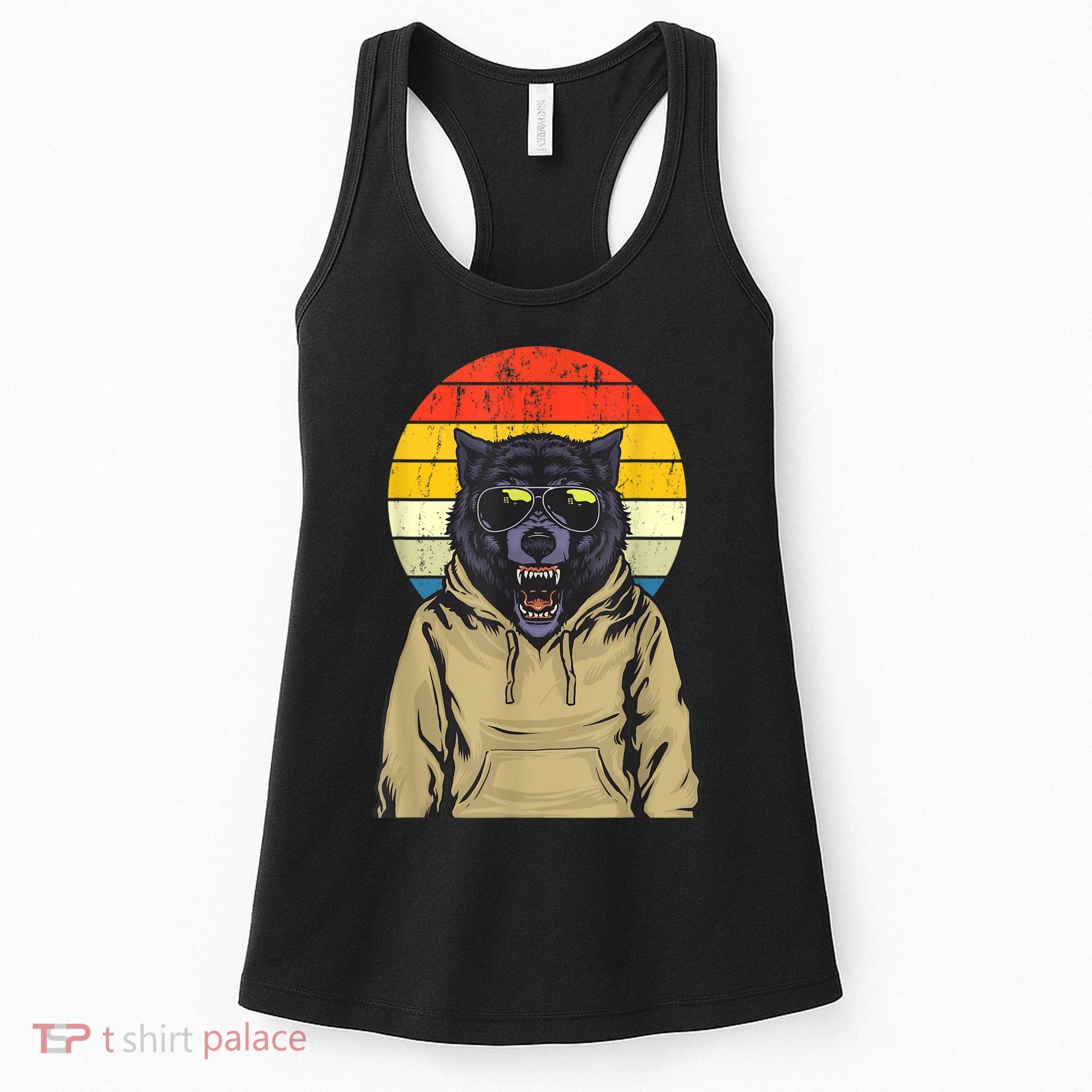 Retro Sunset Wolf Women's Tank Top