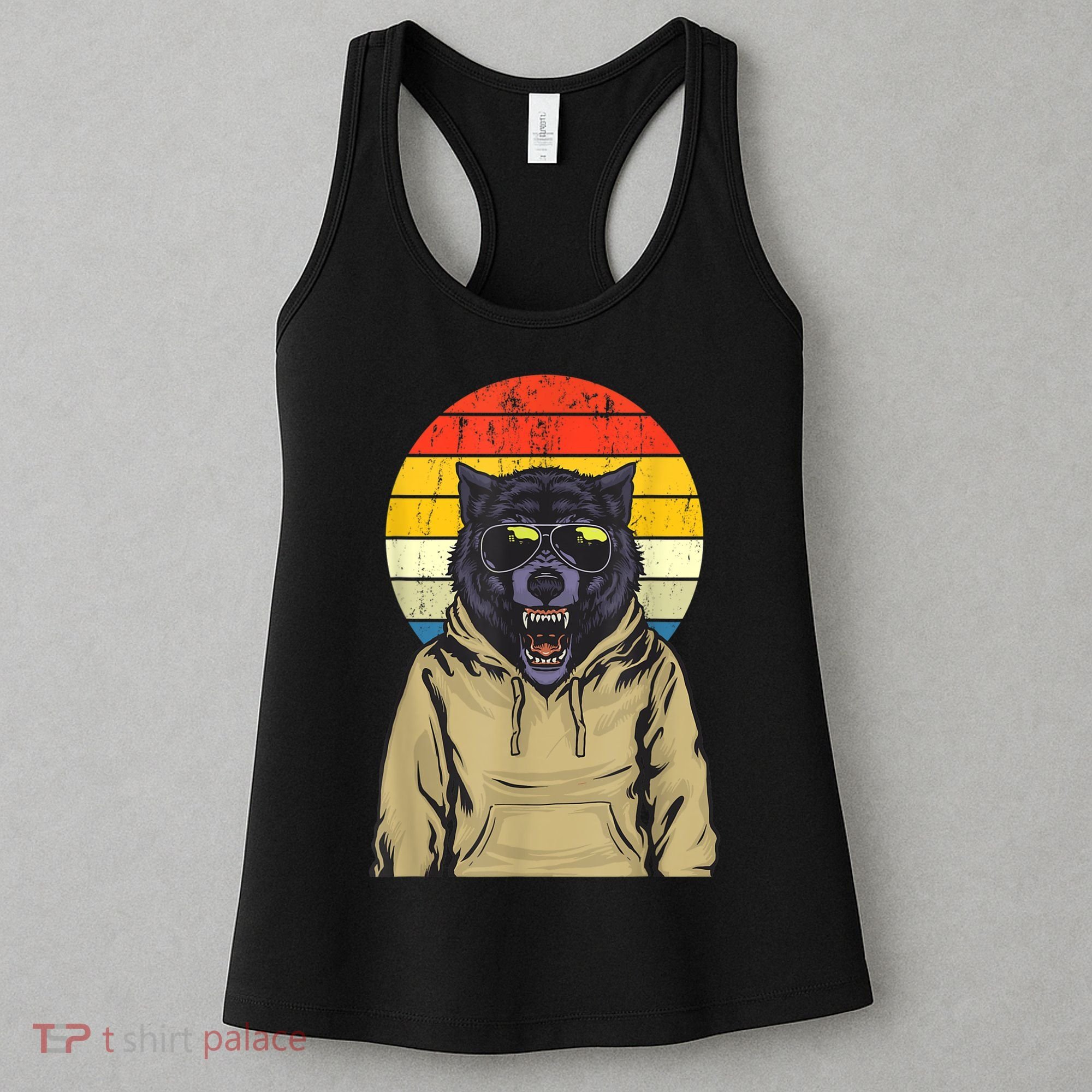 Retro Sunset Wolf Women's Tank Top