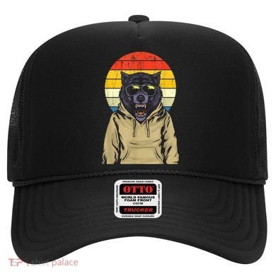Retro Sunset Wolf Hat