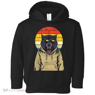 Retro Sunset Wolf Toddler Hoodie