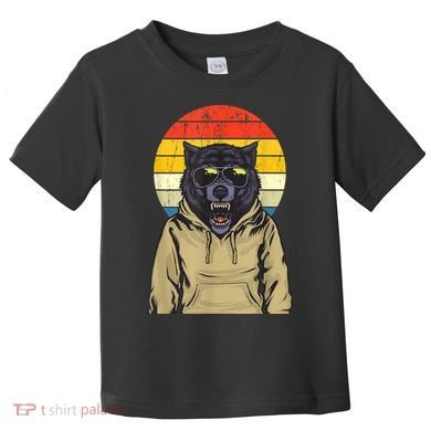 Retro Sunset Wolf Toddler T-Shirt