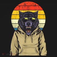 Retro Sunset Wolf Toddler T-Shirt thumb 4