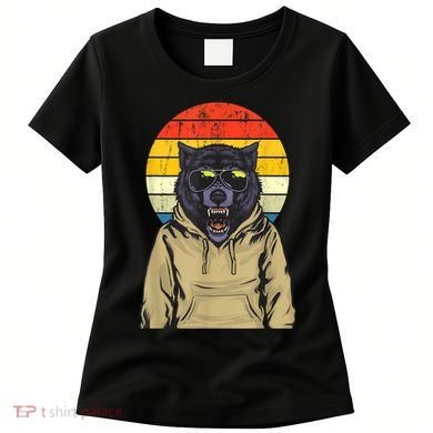 Retro Sunset Wolf Women's T-Shirt
